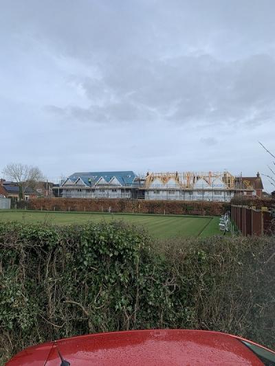 View of Construction Site of 8 New Terraced Houses at Burgess Hill, West Sussex
