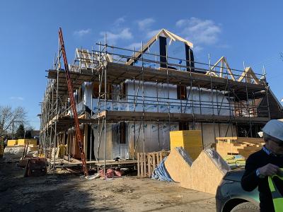 Construction progressing on 8 New Terraced Houses at Burgess Hill, West Sussex