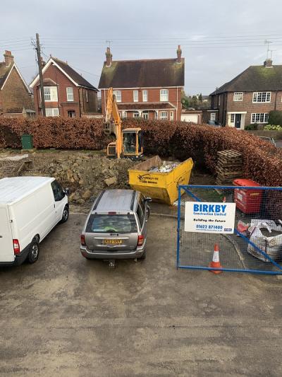 Further Ground Works Continuing for 8 New Terraced Houses at Burgess Hill, West Sussex 