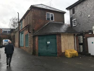 Exterior of industrial building before start of conversion into contemporary offices