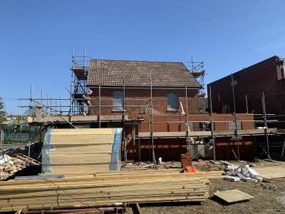 View of back elevation of new refurbishment works to semi detached houses