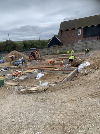 Footings Underway at New Construction at Pyecombe 