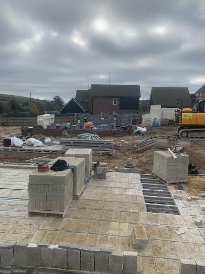 Construction of site progressing at Pyecombe, East Sussex