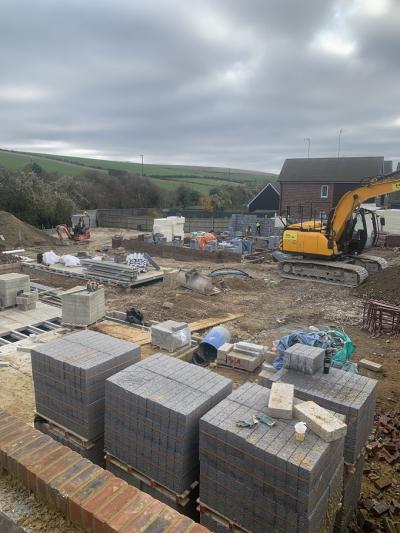 Bricks Arrived for Installation at New Construction Site at Pyecombe