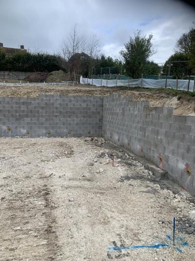 Retaining Walls Underway at New Construction at Pyecombe