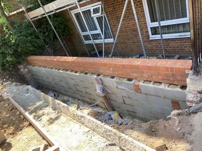 Part Completion of New Retaining Wall at Camden