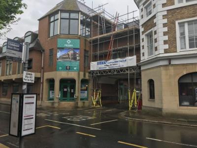 Exterior view during construction of our conversion of offices into 24 Apartment Flats in Lewis, East Sussex