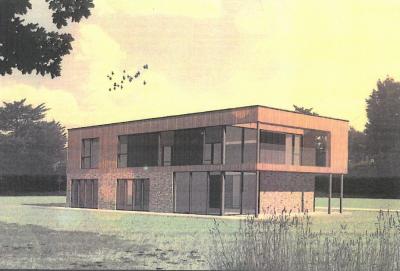Overall view of new private house for construction