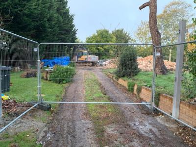 View of entrance to site for new private house